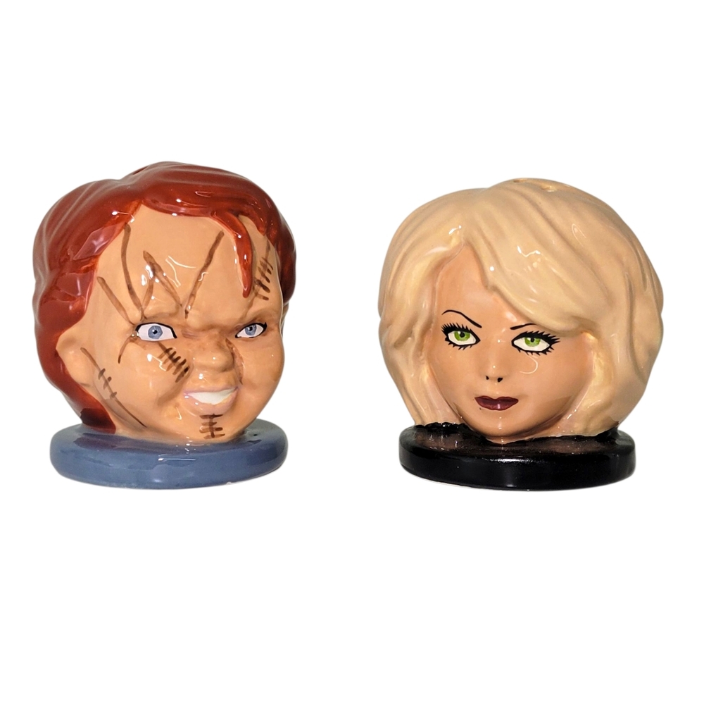 Child's Play Chucky & Tiffany Ceramic Salt & Pepper Shaker Set Halloween